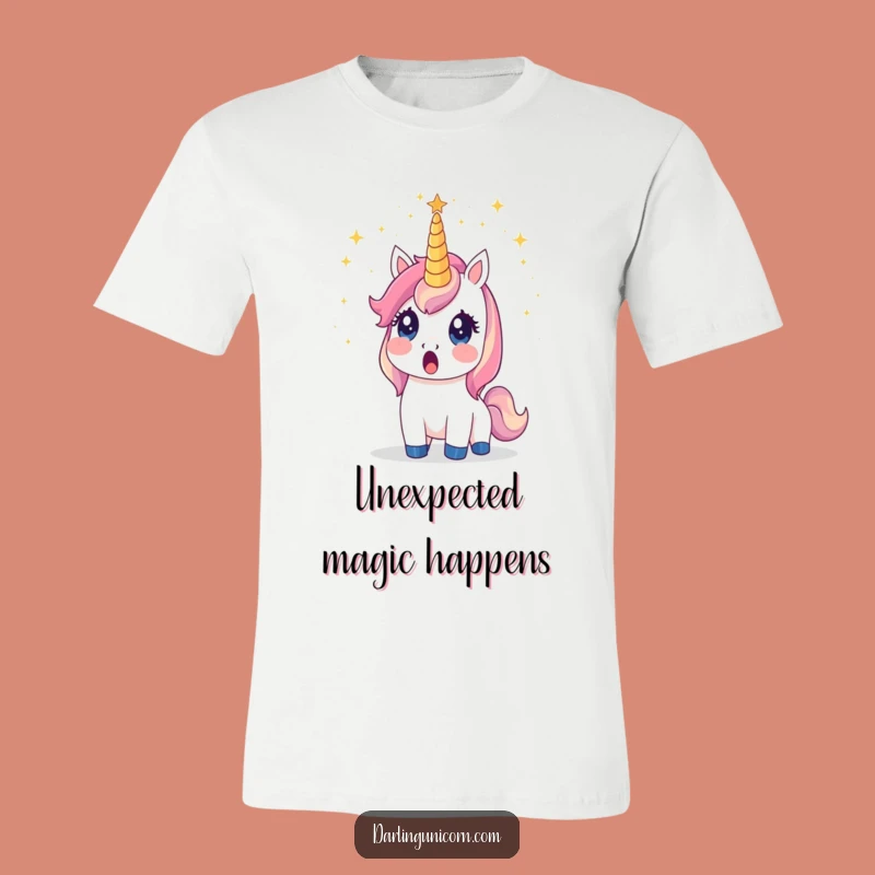 Funny Surprised Unicorn Stardust T-Shirt: Whimsical Wear for Cosmic Fun