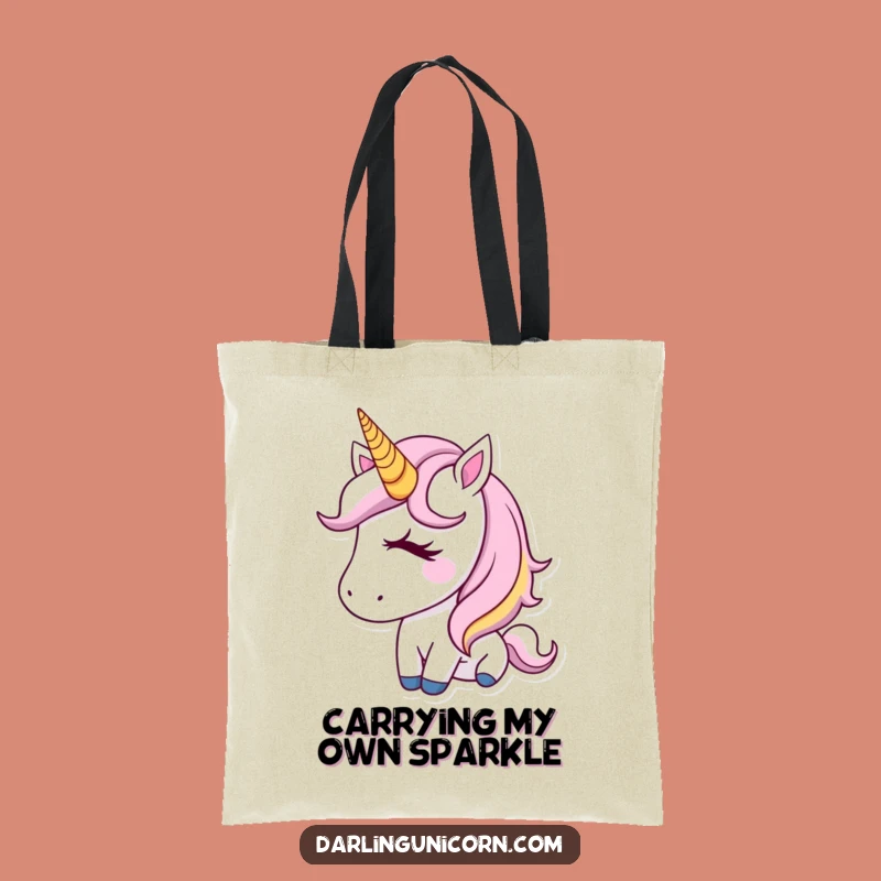 Funny Adorable Unicorn Tote Bag - Golden Horn Wink, Perfect Practical Gift!