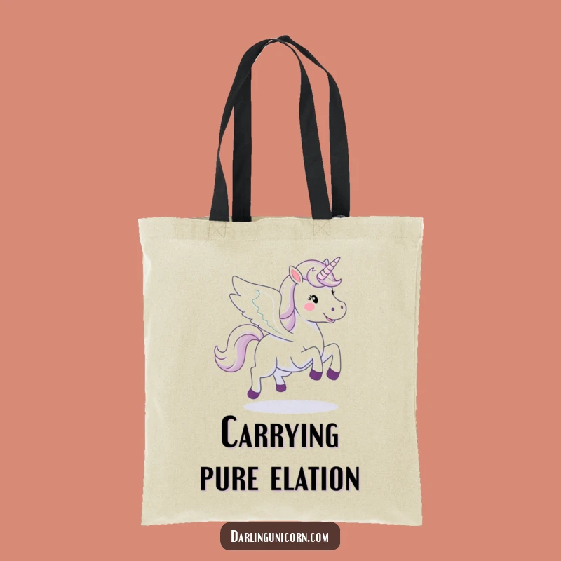 Funny Happy Unicorn Tote Bag: Galloping Wings, Stylish & Magical Carrier