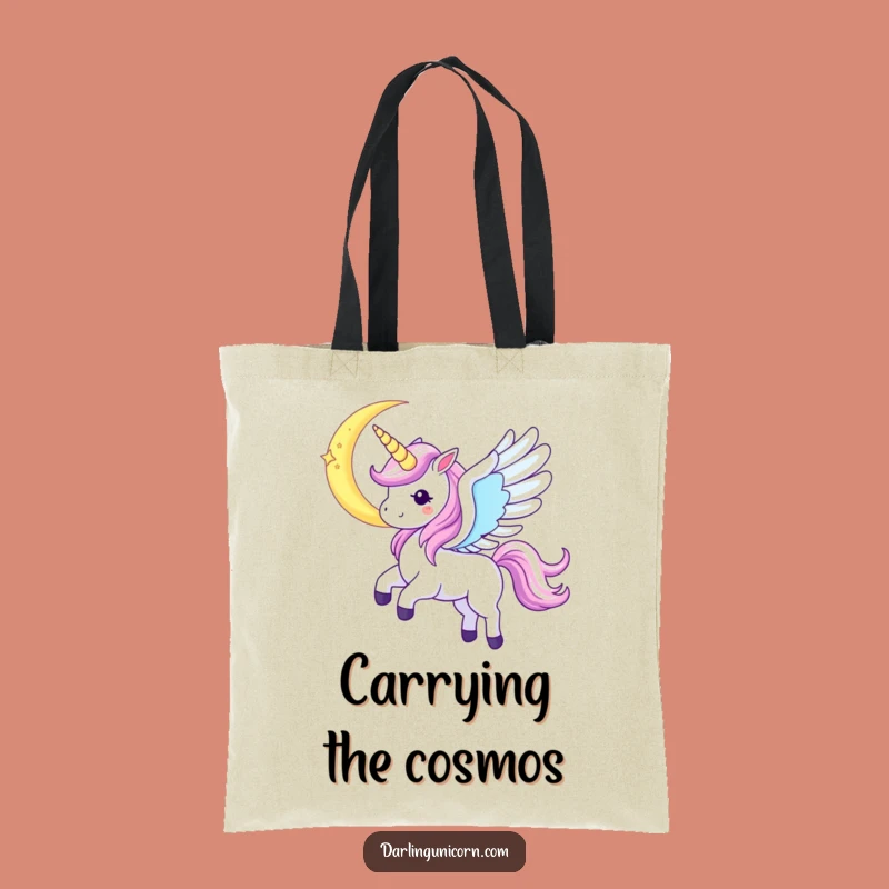 Funny Kawaii Unicorn Moon Soar Tote Bag: Carry Cosmic Magic and Dreams - Great Funny Gift