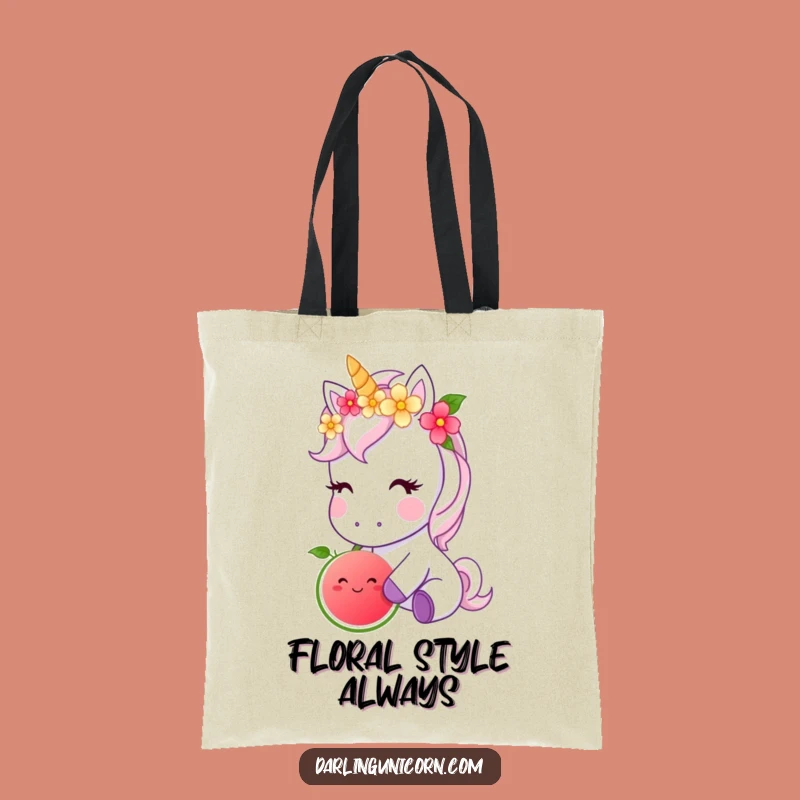 Funny Unicorn Flower Crown Tote Bag: Fruity Delight, Practical Funny Gift