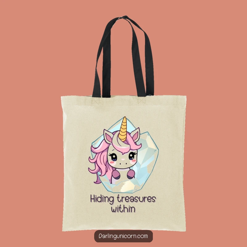 Funny Shy Unicorn Crystal Peek Tote Bag - Magical Companion Gift