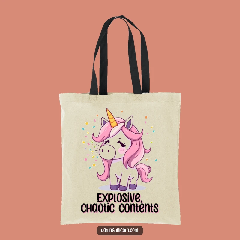Funny Surprised Unicorn Tote Bag: Sneezing Confetti, Whimsical Carryall